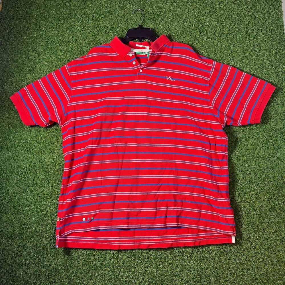 Vintage Rocawear Polo Shirt 2XL Red Blue Striped Y2K‎ Hip Hop Streetwear